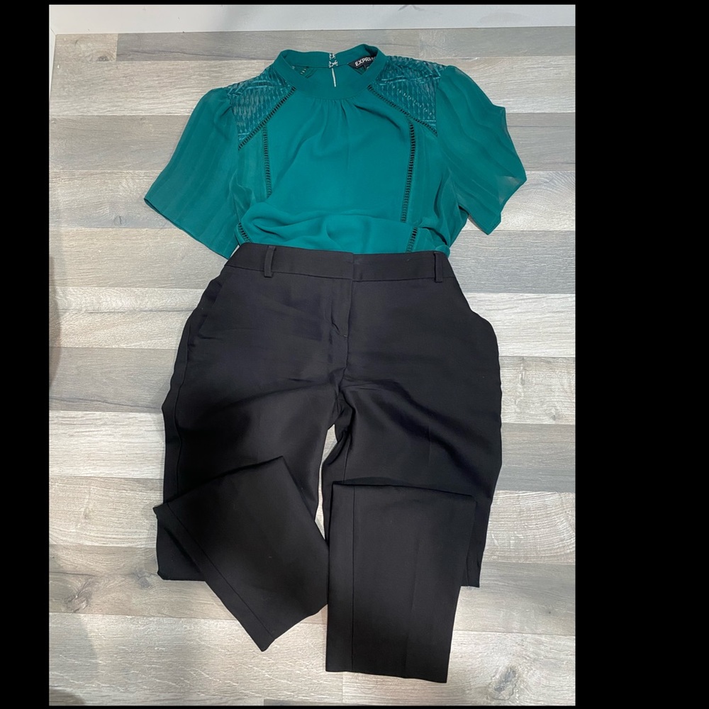 Black crop leg express slacks